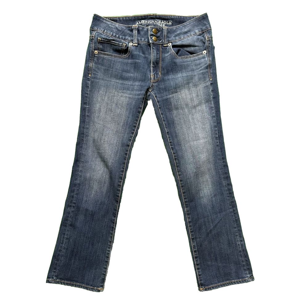 American Eagle Outfitters Artist Crop Super Stretch Blue Denim Jeans 6 Regular